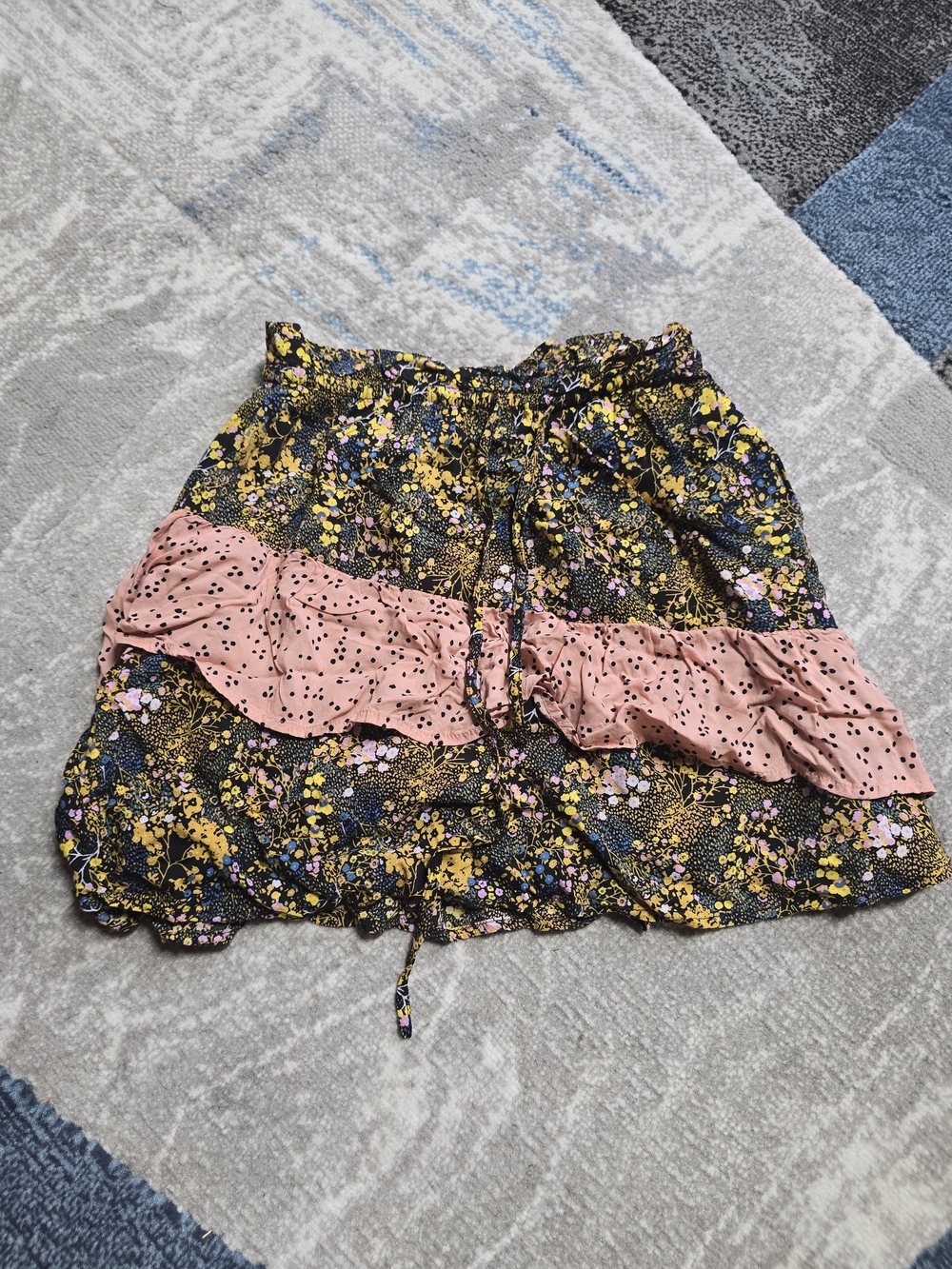 Urban Outfitters Floral Ruffle Mini Skirt with Pink Accent